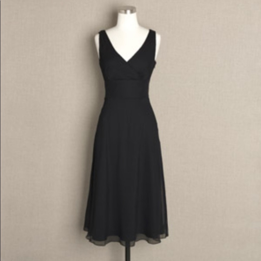 J.Crew Black Sophia Dress in Silk Chiffon